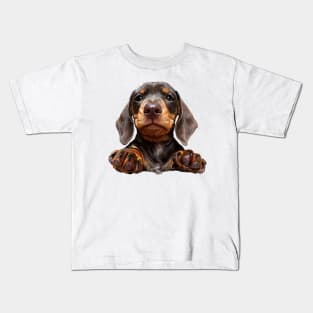 Dachshund Chocolate Tan Pup Kids T-Shirt